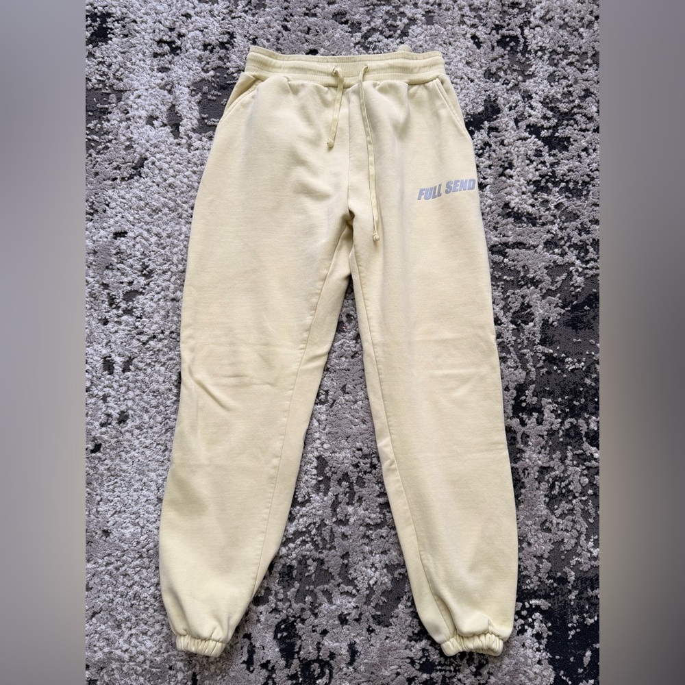 Full Send Cream Sweatpants Men’s Large Fleece Joggers Logo